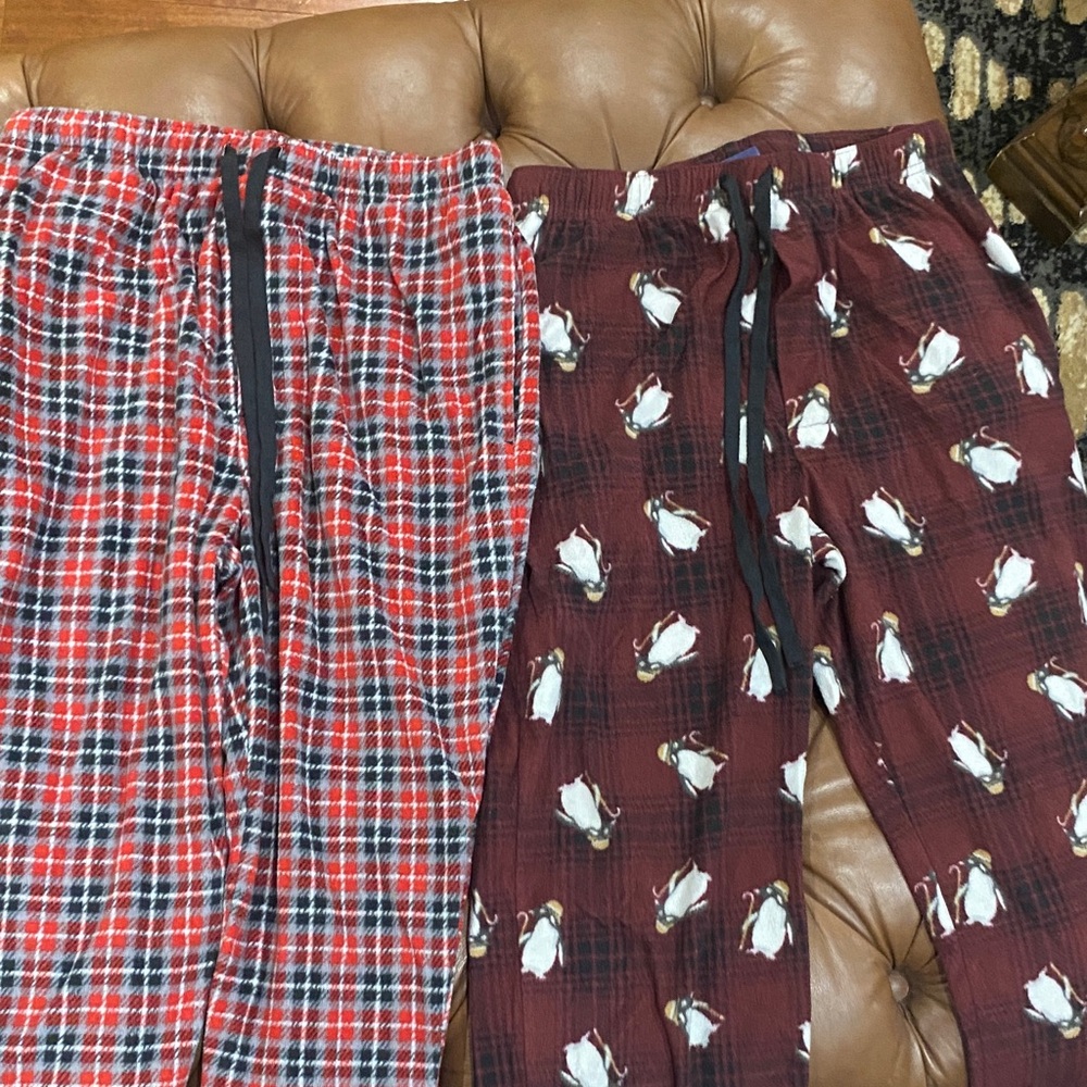 Plaid and Penguin Print Kids Pajama Bottoms